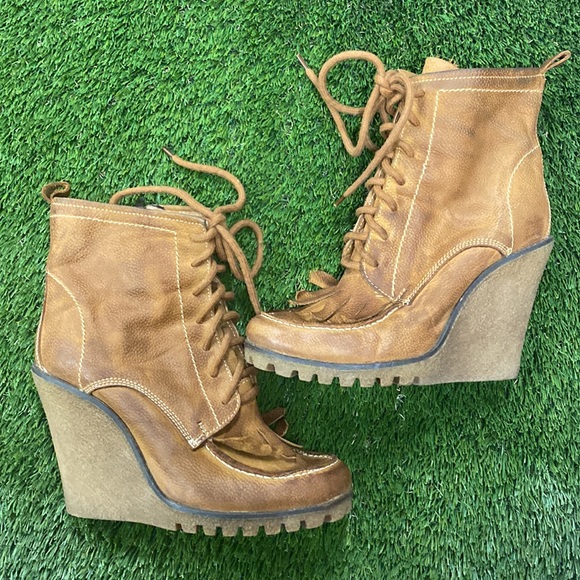 Lace up wedge tassel booties - size 35 - Picture 2 of 7